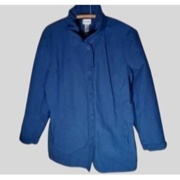 Chicos  Stylist Outerwear High Collared Button Up Jacket Blue Size 3 - Picture 3 of 8